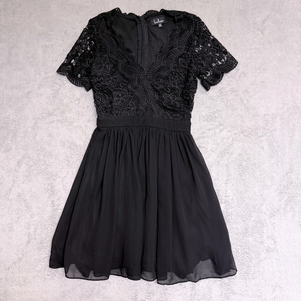 NWT Lulus Black Lace Skater Dress Size XS – Cocktail, Prom, Evening - Picture 5 of 16